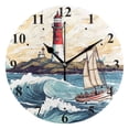 thumbnail image 1 of Lighthouse Ship Waves Island Black 10 inch Wall Clocks Non Ticking Easy to Read Battery Decorative for Home Bathroom Kitchen Bedroom Living Room, 1 of 8