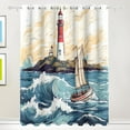 thumbnail image 1 of Lighthouse Ship Waves Island Black Out Curtains 72 Inch Length Curtains for Sliding Glass Doors Bedroom Living Room 2 Pack, 1 of 6