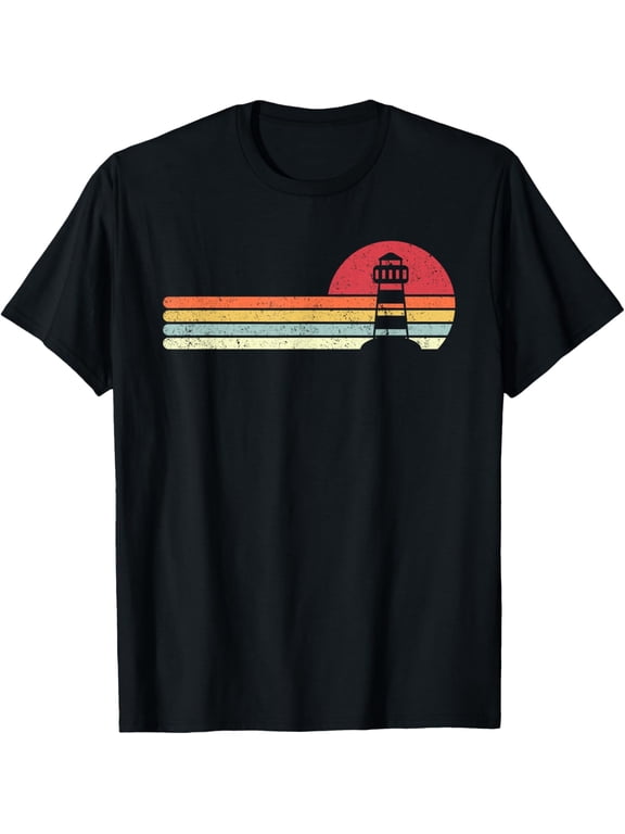 Lighthouse Shirt. Retro Style Beach, Seaside T-Shirt T-Shirt