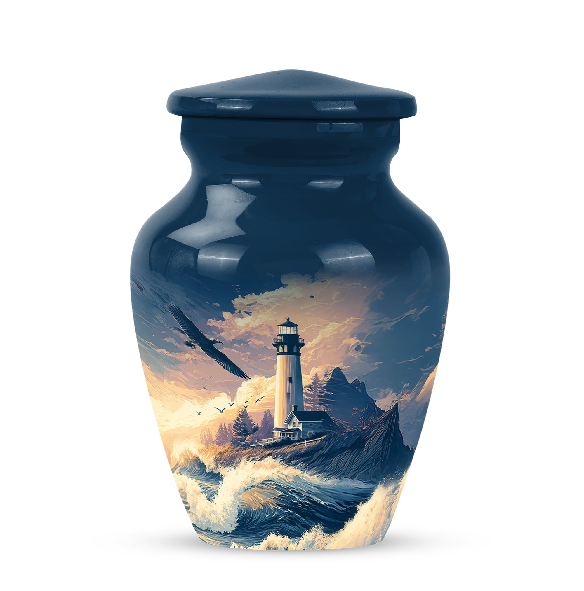 Lighthouse Small Keepsake Urn For Human Ashes For Male, Little Cloud Cremation Urn For Mom, Blue Urns For Human Ashes Adult Female Small, Miniature Funeral Ash Urns Mini, 3 Inch