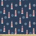 thumbnail image 1 of Ambesonne Lighthouse Fabric by the Yard Upholstery, Abstract Aqua Design, 3 Yards, Navy Blue Red White, 1 of 4