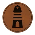 thumbnail image 1 of Lighthouse Striped 2.5" Faux Leather Round Engraved Iron-On Patch - Brown, 1 of 6