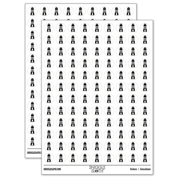 Lighthouse Striped 200+ Round Stickers - White - Matte Finish - 0.50" Size