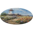 thumbnail image 1 of Lighthouse Sunrise Coast Scenery Pale Blue Tan Floral Medallion Round Rug - Small Round Area Rug, Soft Non-Slip Machine Washable Bedroom Mat Indoor Accent Entry Carpet for Office Desk Dorm Hallway, 1 of 7