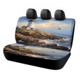 thumbnail image 1 of Lighthouse Sunrise Coast Scenery Pale Blue Tan Printed Universal Back Bench Car Seat Cover Pack of 2 Rear Seat Covers for for Most Cars,Trucks,SUVs Or Van, 1 of 6