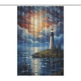 thumbnail image 1 of Lighthouse Sunrise Coast Scenery Pale Blue Tan Shower Curtain for Bathroom with 12Hooks, Polyester Fabric Thick Shower Curtain Washable Waterproof Curtain, 1 of 5