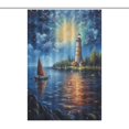 thumbnail image 1 of Lighthouse Sunrise Coast Scenery Pale Blue Tan Shower Curtain for Bathroom with 12Hooks, Polyester Fabric Thick Shower Curtain Washable Waterproof Curtain, 1 of 5