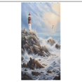 thumbnail image 1 of Lighthouse Sunrise Coast Scenery Pale Blue Tan Shower Curtain for Bathroom with 12Hooks, Polyester Fabric Thick Shower Curtain Washable Waterproof Curtain, 1 of 8