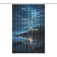 thumbnail image 1 of Lighthouse Sunrise Coast Scenery Pale Blue Tan Shower Curtain Modern Home Bathroom Bathtub Decor Waterproof Fabric with 12PCS Hooks, 1 of 5