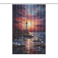 thumbnail image 1 of Lighthouse Sunrise Coast Scenery Pale Blue Tan Shower Curtain Modern Home Bathroom Bathtub Decor Waterproof Fabric with 12PCS Hooks, 1 of 5