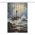 thumbnail image 1 of Lighthouse Sunrise Coast Scenery Pale Blue Tan Shower Curtain Modern Home Bathroom Bathtub Decor Waterproof Fabric with 12PCS Hooks, 1 of 5