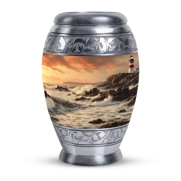 Lighthouse SunriseLarge Urns For Human Ashes Adult Male, Cremation Urns Adult Men, Butterfly Urn for Ashes, Cremation Urns For Burial, Memorial Urn For Human Ashes 10 Inches