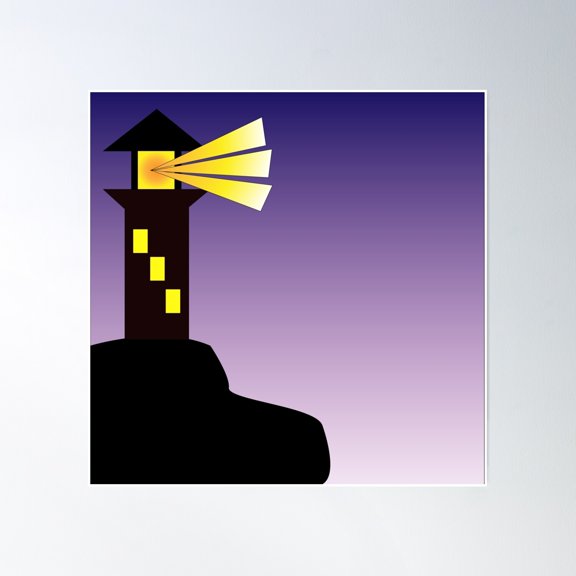 Lighthouse Sunset Poster Wall Art, Modern Wall Decor, 16x16 UNFRAMED