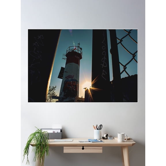Lighthouse Sunset Poster Wall Art, Modern Wall Decor For Living Room Bedroom, 8x12 UNFRAMED