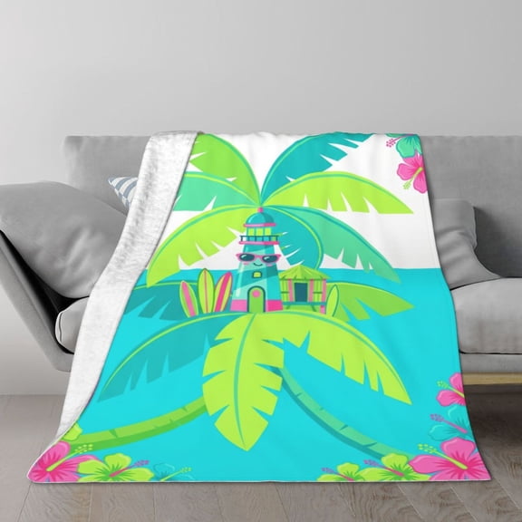 Lighthouse Throw Blanket Cozy Warm Beacon Theme Holiday Present for Grandma Mother, Christmas Gift for Her 60x50