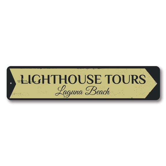 Lighthouse Tours Sign, Beach House Sign, Lighthouse Lover Sign, Beach Location Sign, Beach Aluminum Decor - 4x18 inches
