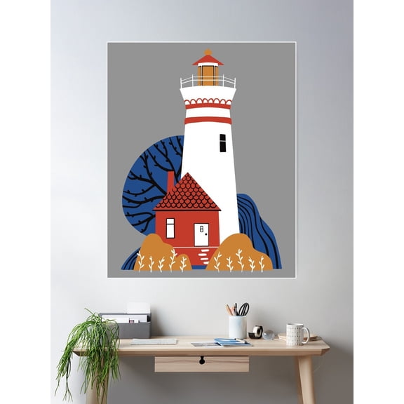 Lighthouse Transparent Poster Wall Art, Modern Wall Decor For Living Room Bedroom, 12x18 UNFRAMED