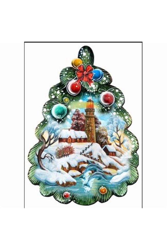 Lighthouse Tree Christmas Door Hanger