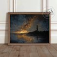 Lighthouse Under Starry Night Sky Wall Art Print, Dark Moody, Coastal ...