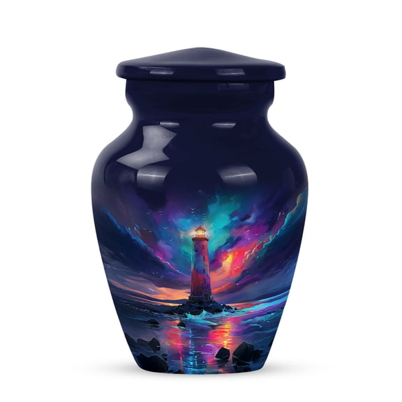Lighthouse Urn For Mom And Dad, Cremation Urn For Human Ashes Keepsake Dad, Purple Mini Urns For Ashes Small, Blue Tiny Urns For Small 3 Inch Keepsake