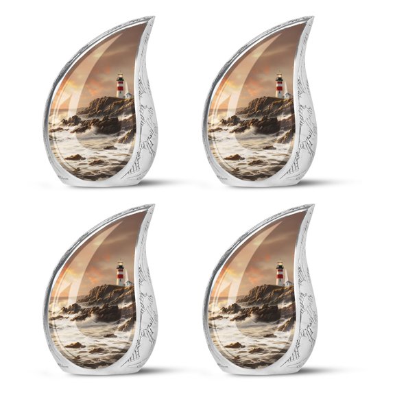 Lighthouse Urns For Human Ashes Adult Female - Small Urns For Human Ashes - Urns For Human Ashes Adult Man - Decorative Urns For Human Ashes - Memorial Urns For Human Ashes Keepsake - 3 Inch 4 Pcs