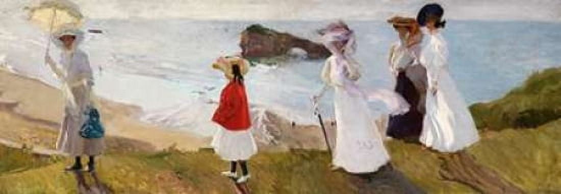 Lighthouse Walk at Biarritz Canvas Art - Joaqu??n Sorolla y Bastida (10 x 20)