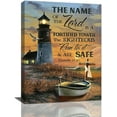 thumbnail image 1 of Lighthouse Wall Art Christian Lighthouse Wall Decor Bible Verse Scripture Pictures Canvas Prints Framed Religious Coastal Boat Cross Painting Modern Artwork for Bedroom Living Room Office 12"x16", 1 of 6