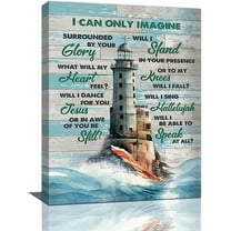 Lighthouse Wall Art Nautical Decor Coastal Ocean Pictures Wall Decor Lighthouse Christian Scriptures Canvas Painting Prints I Can Only Imagine Modern Artwork Home Decor for Bathroom Bedroom 12"x 16"