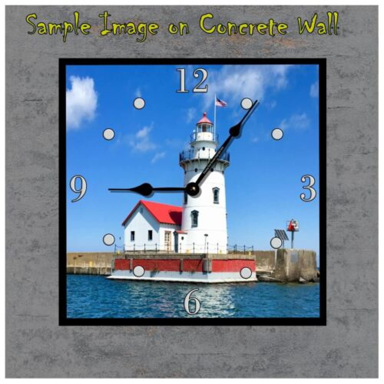 Lighthouse Wall Clock Square Shape Quartz Wall Clock Battery