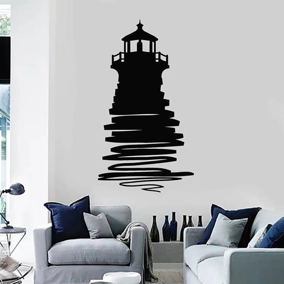 Lighthouse Wall Decal Silhouette Castle Beach Vinyl Window Stickers Living Room Bathroom Home Decoration Creative Wallpaper 57x102cm
