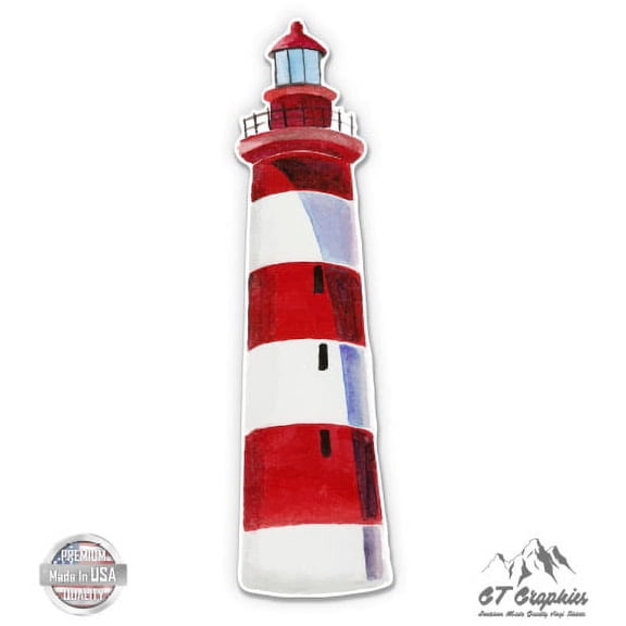 Lighthouse Watercolor - 5" Vinyl Sticker - For Car Laptop I-Pad - Waterproof Decal