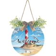thumbnail image 1 of Lighthouse Welcome Sign Farmhouse Front Porch Door Hanging Welcome Wreath for Holiday Wall Home 12 X 12 in Home Decor, 1 of 7