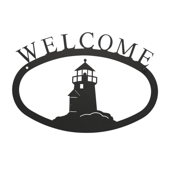 Village Wrought Iron WEL-10-L Large Lighthouse Welcome Sign LG
