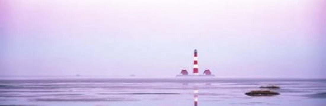 Lighthouse Westerhever North Sea Germany Canvas Art - Panoramic Images (18 x 6)