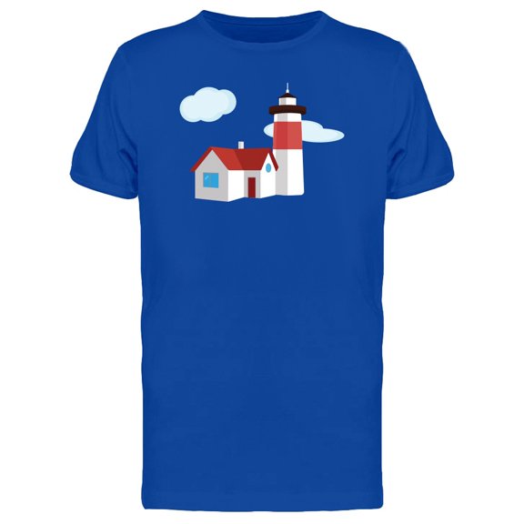 Lighthouse With House Doodle T-Shirt Men -Image by Shutterstock, Male Small