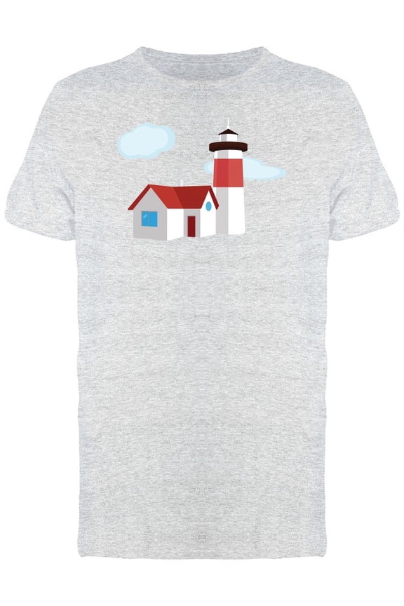 Lighthouse With House Doodle T-Shirt Men -Image by Shutterstock, Male x-Large