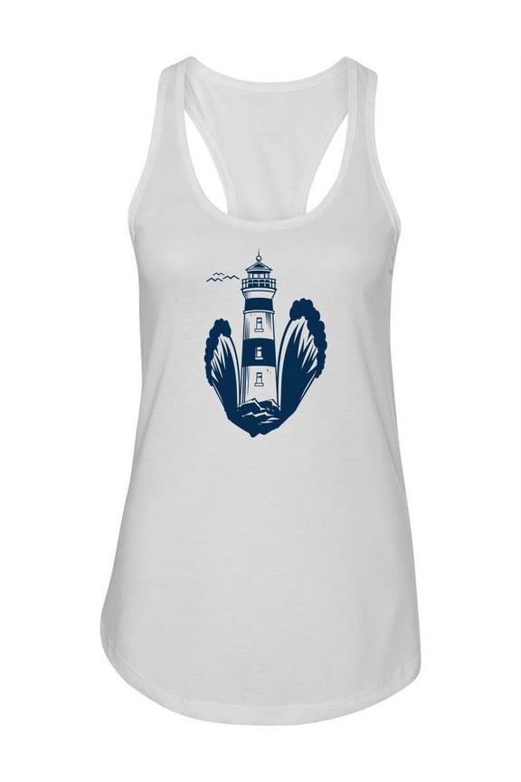 Lighthouse With Waves Racerback Tank Women -SPIdeals Designs, Female Large