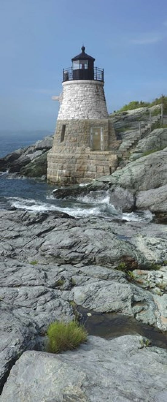 Lighthouse along the sea Castle Hill Lighthouse Narraganset Bay Newport Rhode Island USA Canvas Art - Panoramic Images (30 x 13)