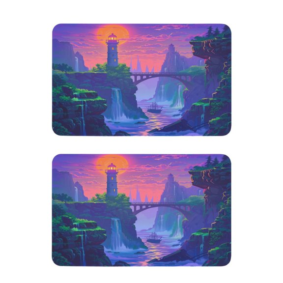 Lighthouse and Bridge on Sunset Strong Fridge Magnets Refrigerator Magnets Sticker Decor for Whiteboards Locker 4"x2.5" 2 Pack