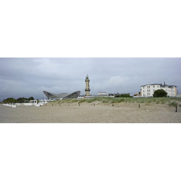 Lighthouse and Hellas Teepott from Warnemunde Beach Warnemunde Rostock Germany Canvas Art - Panoramic Images (36 x 12)
