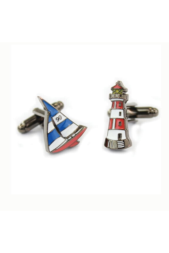Lighthouse and Sail Boat Cufflinks