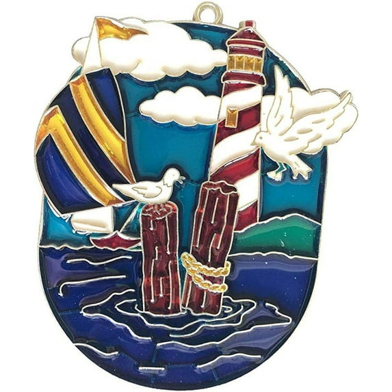 Lighthouse and Sailboat Christmas Ornament