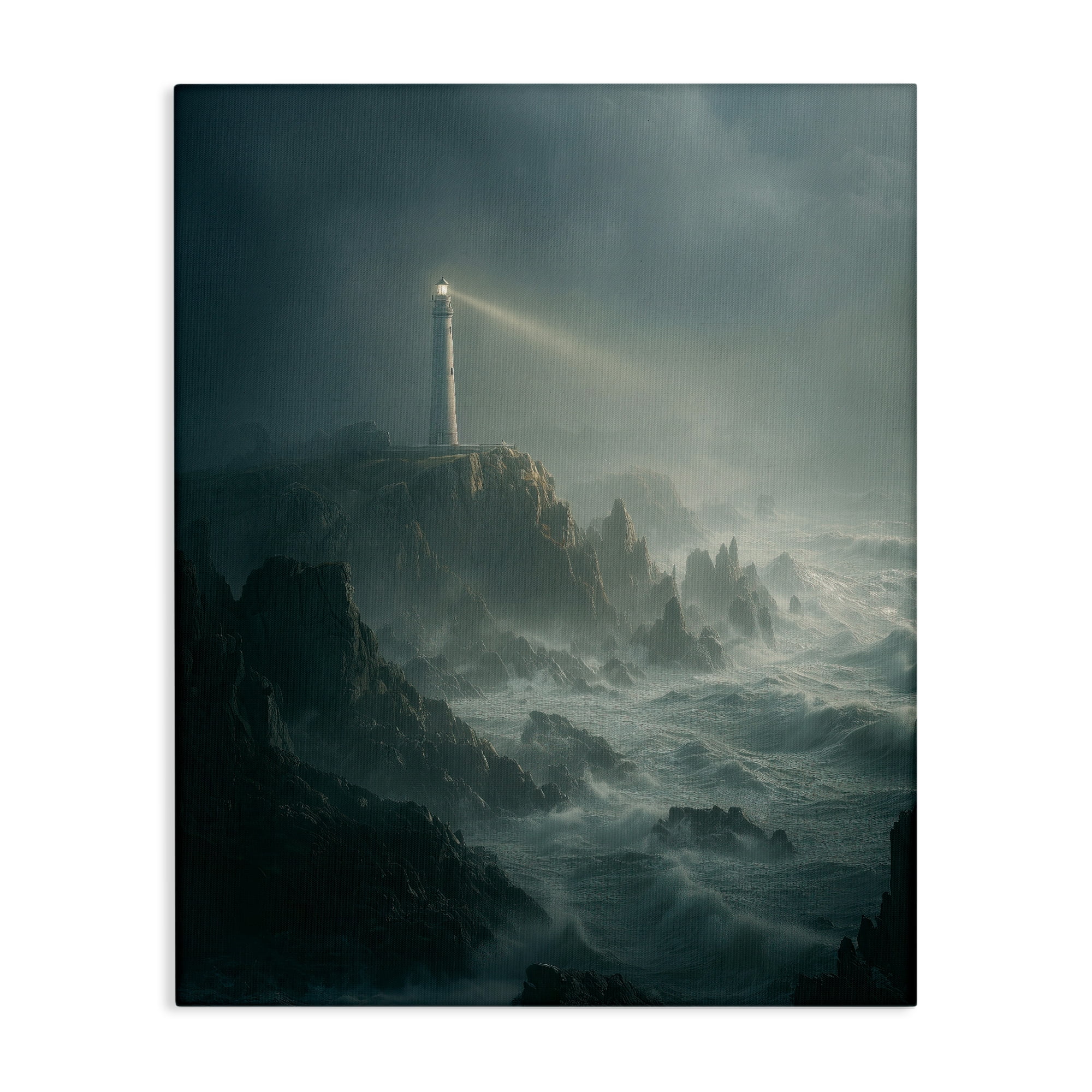 Lighthouse and Stormy Cliff Canvas Wall Art, design by Ziwei Li