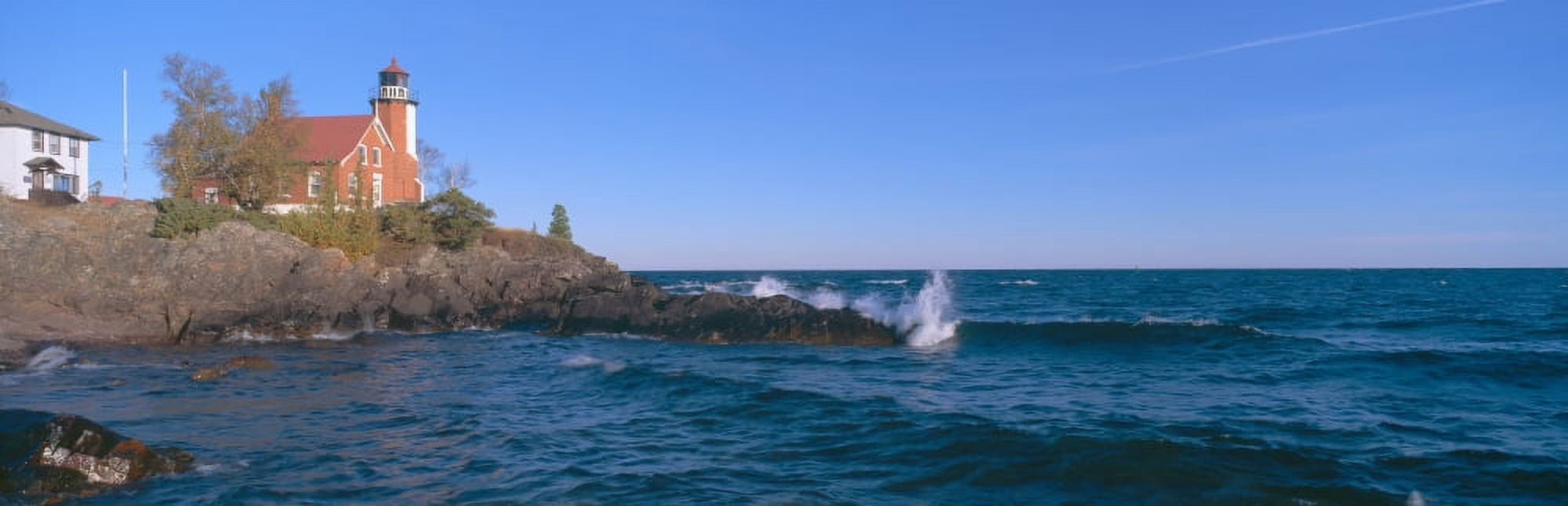 Lighthouse at Eagle Harbor from 1871 Upper Peninsula Michigan Canvas Art - Panoramic Images (27 x 9)