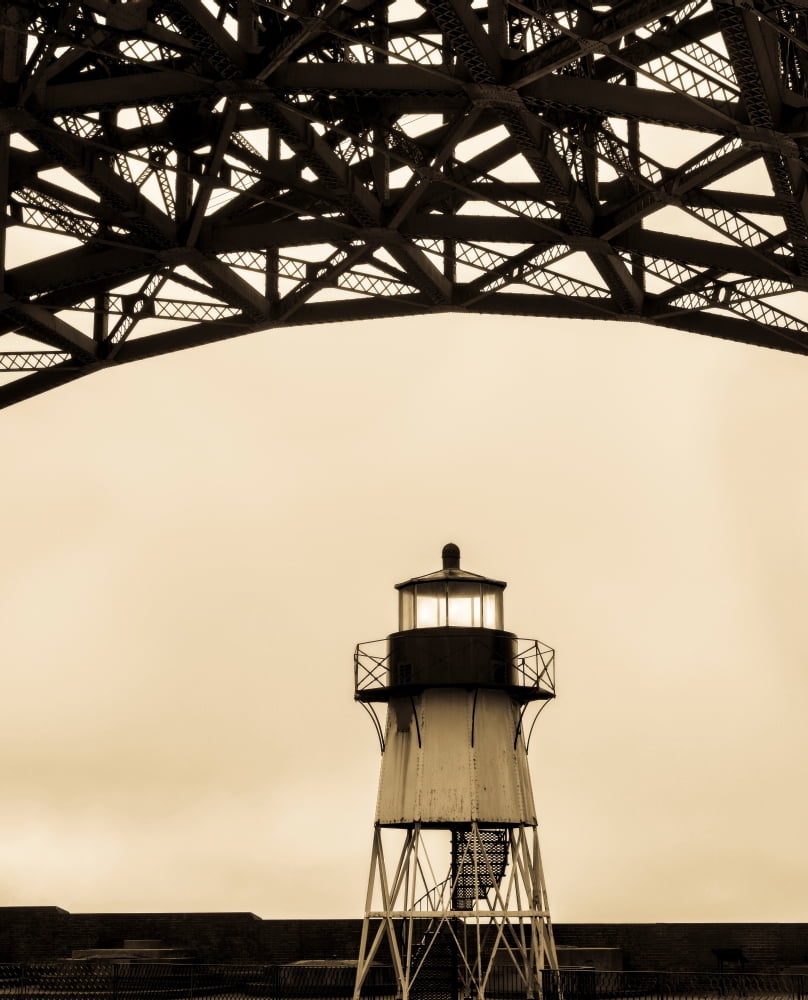 Lighthouse at Fort Point under the Golden Gate Bridge San Francisco Bay San Francisco California USA Canvas Art - Panoramic Images (22 x 28)