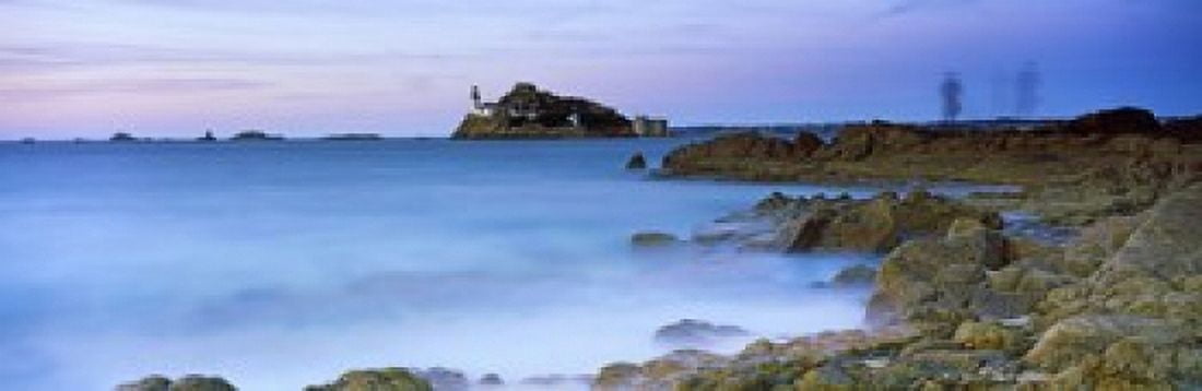Lighthouse at Lile Louet Tahiti Bay Carantec Finistere Brittany France Canvas Art - Panoramic Images (36 x 12)