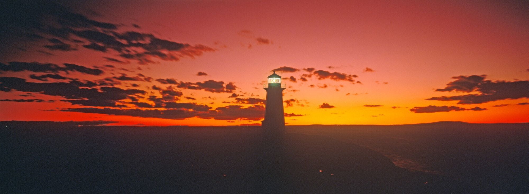 Lighthouse at Sunset Peggys Cove Nova Scotia Canvas Art - Panoramic Images (27 x 9)