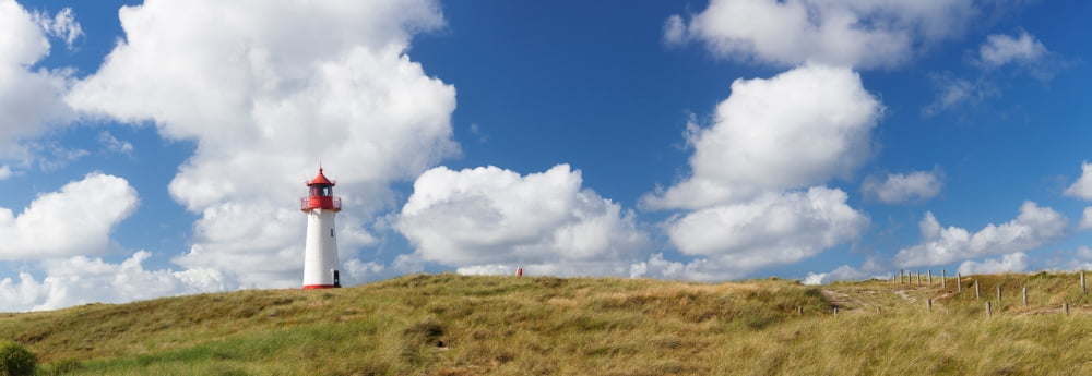 Lighthouse at West Ellenbogen Sylt Nordfriesland Schleswig-Holstein Germany Canvas Art - Panoramic Images (27 x 9)