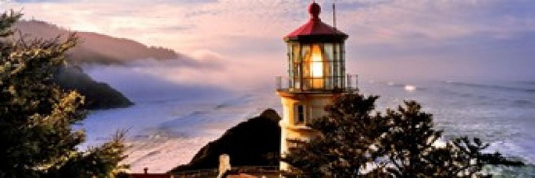 Lighthouse at a coast Heceta Head Lighthouse Heceta Head Lane County Oregon USA Canvas Art - Panoramic Images (18 x 6)