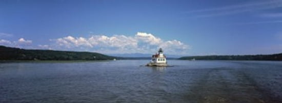 Lighthouse at a river Esopus Meadows Lighthouse Hudson River New York State USA Canvas Art - Panoramic Images (36 x 13)